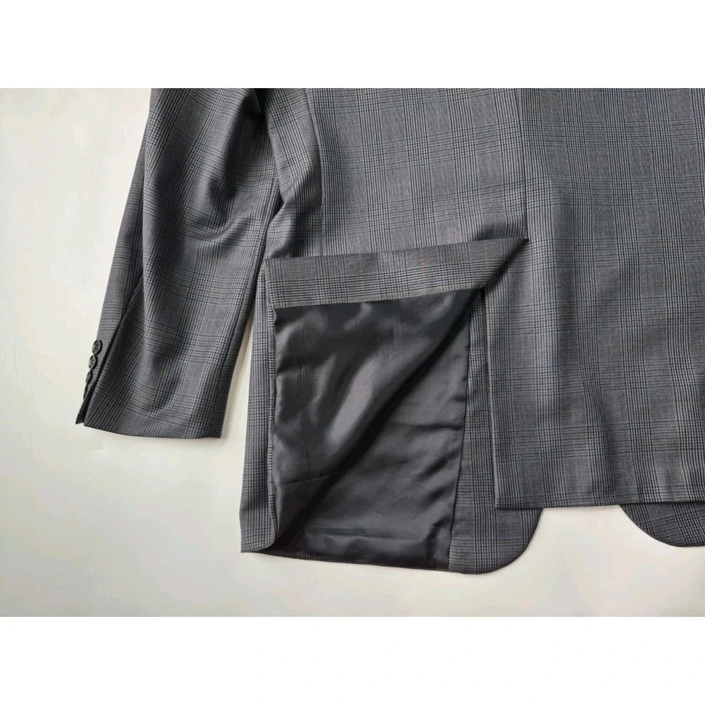 Brooks Brothers 346 Mens 44L Wool Cashmere Sport Coat Slate Plaid Blazer